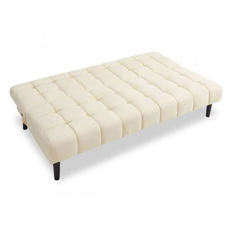 SARANTINO FAUX SUEDE FABRIC SOFA BED FURNITURE LOUNGE SEAT BEIGE