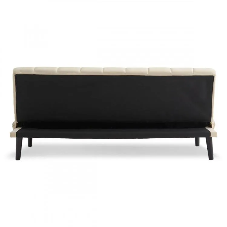 SARANTINO FAUX SUEDE FABRIC SOFA BED FURNITURE LOUNGE SEAT BEIGE