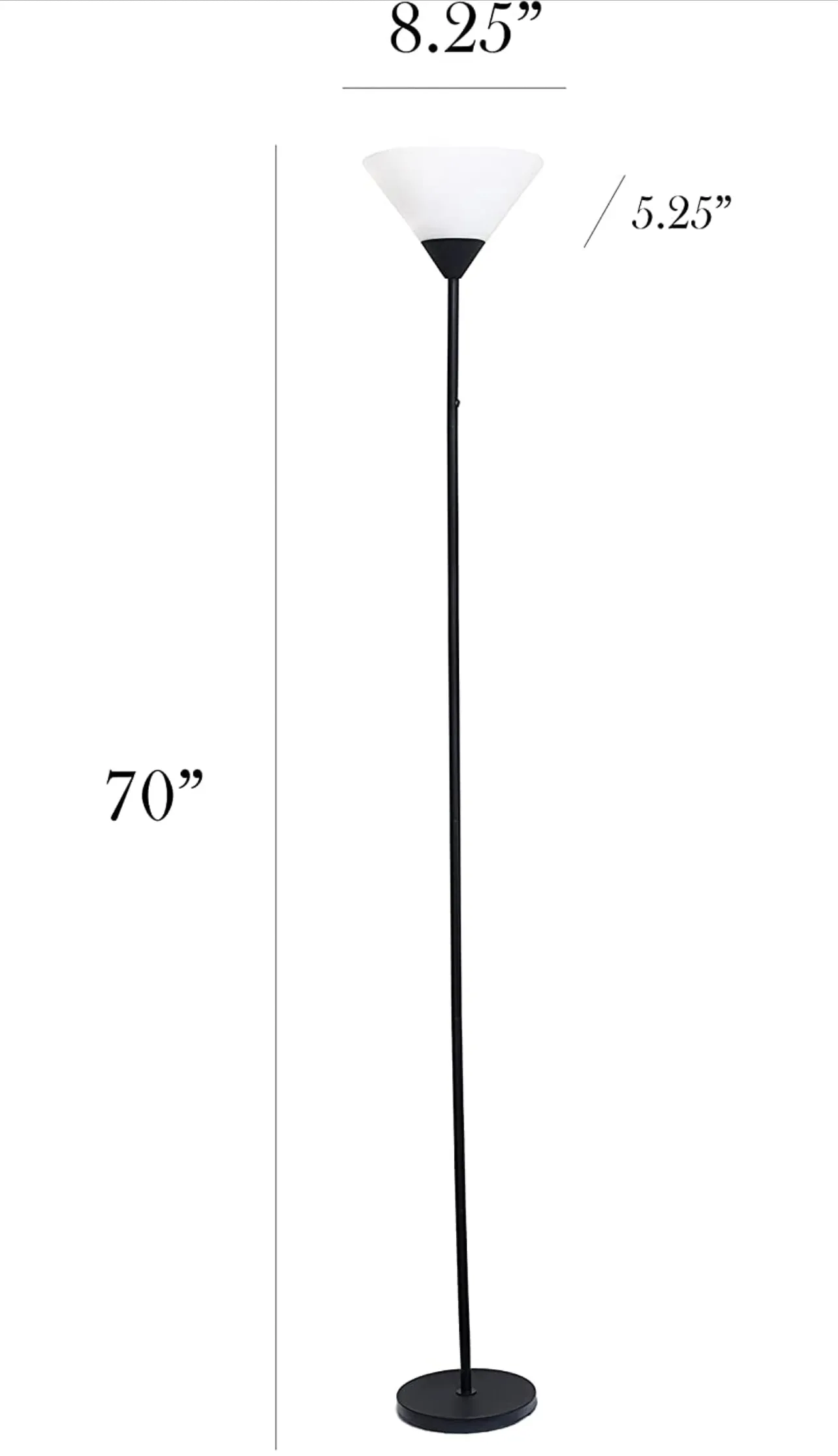 Simple Designs 1 Light Stick Torchiere Floor Lamp, Black
