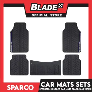 Sparco Corsa Car Mats Set of 5pcs Universal And Quick Installation SPF507BL-5 (Black with Blue) Rubber And Durable