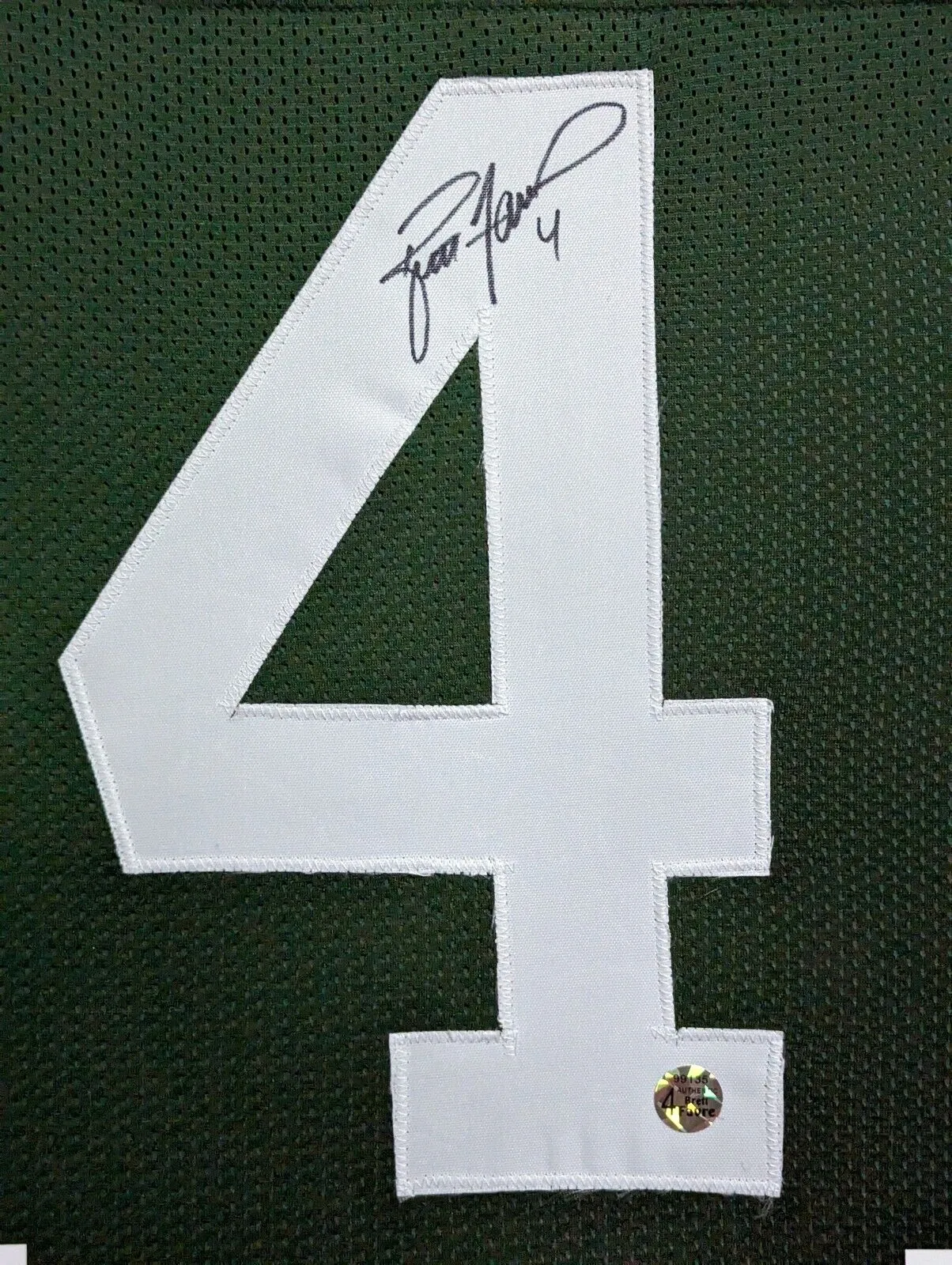 SUEDE FRAMED GREEN BAY PACKERS BRETT FAVRE AUTOGRAPHED SIGNED JERSEY FAVRE HOLO