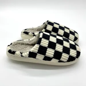 Sunday Black & White Checkerboard Slippers