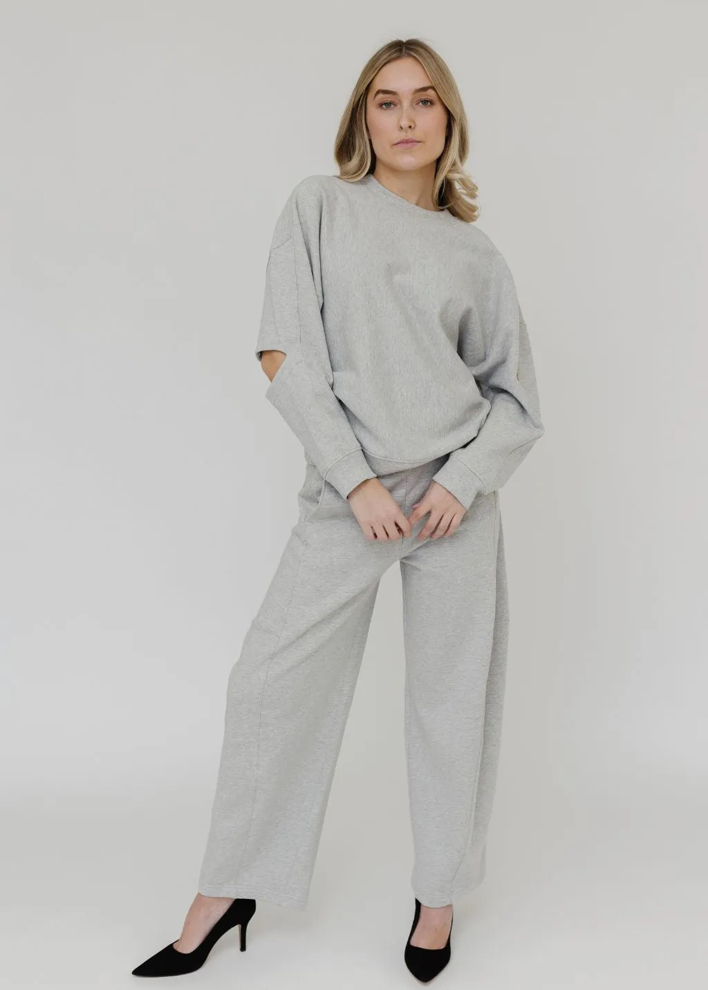 Tibi Sweatshirt Program Winslow Pant in Heather Grey