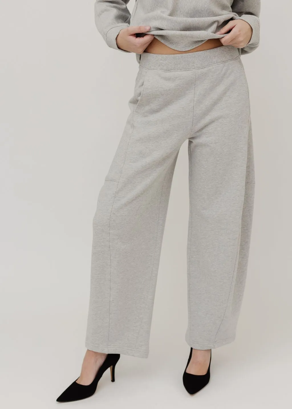 Tibi Sweatshirt Program Winslow Pant in Heather Grey