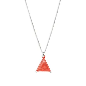Tiny Woven Wishbone Orange Copper & Silver Necklace