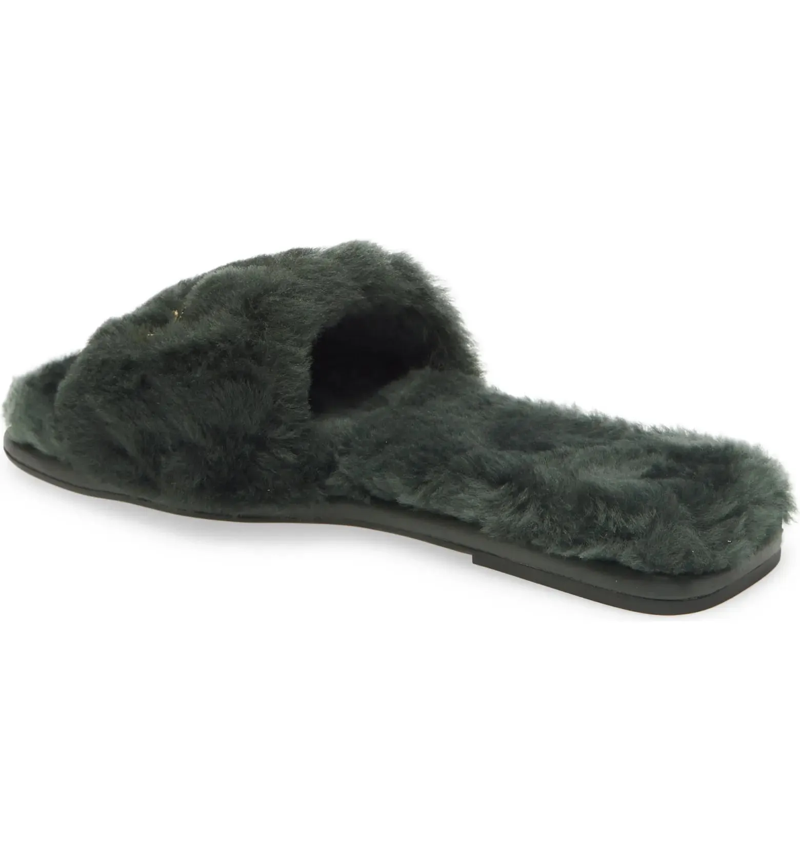 Tory Burch Double T Cozy Shearling Slide Sandal
