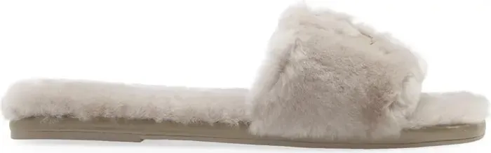 Tory Burch Double T Cozy Shearling Slide Sandal