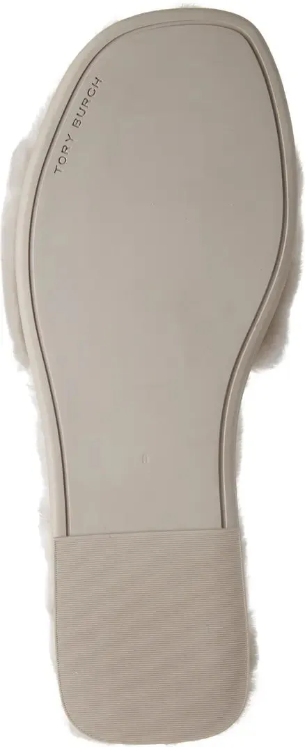Tory Burch Double T Cozy Shearling Slide Sandal