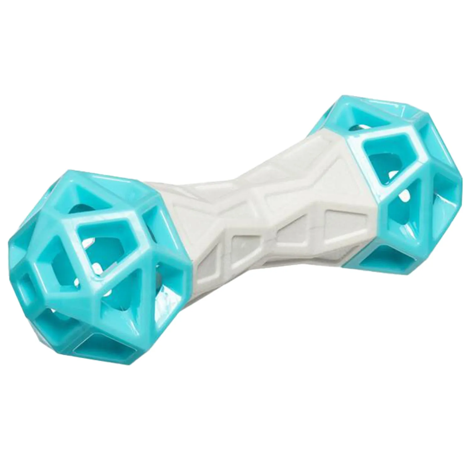 Totally Pooched Flex n' Squeak Rubber Dog Toy (7-inch long, Grey & Teal)