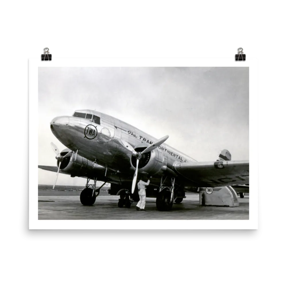 TWA DC-3 Transcontinental Line Poster