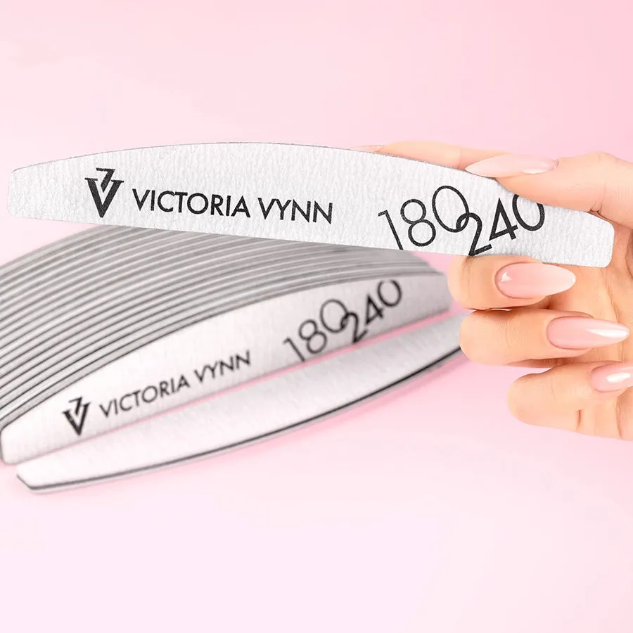 Victoria Vynn Crescent Grey Nail Files 180/240 10pcs