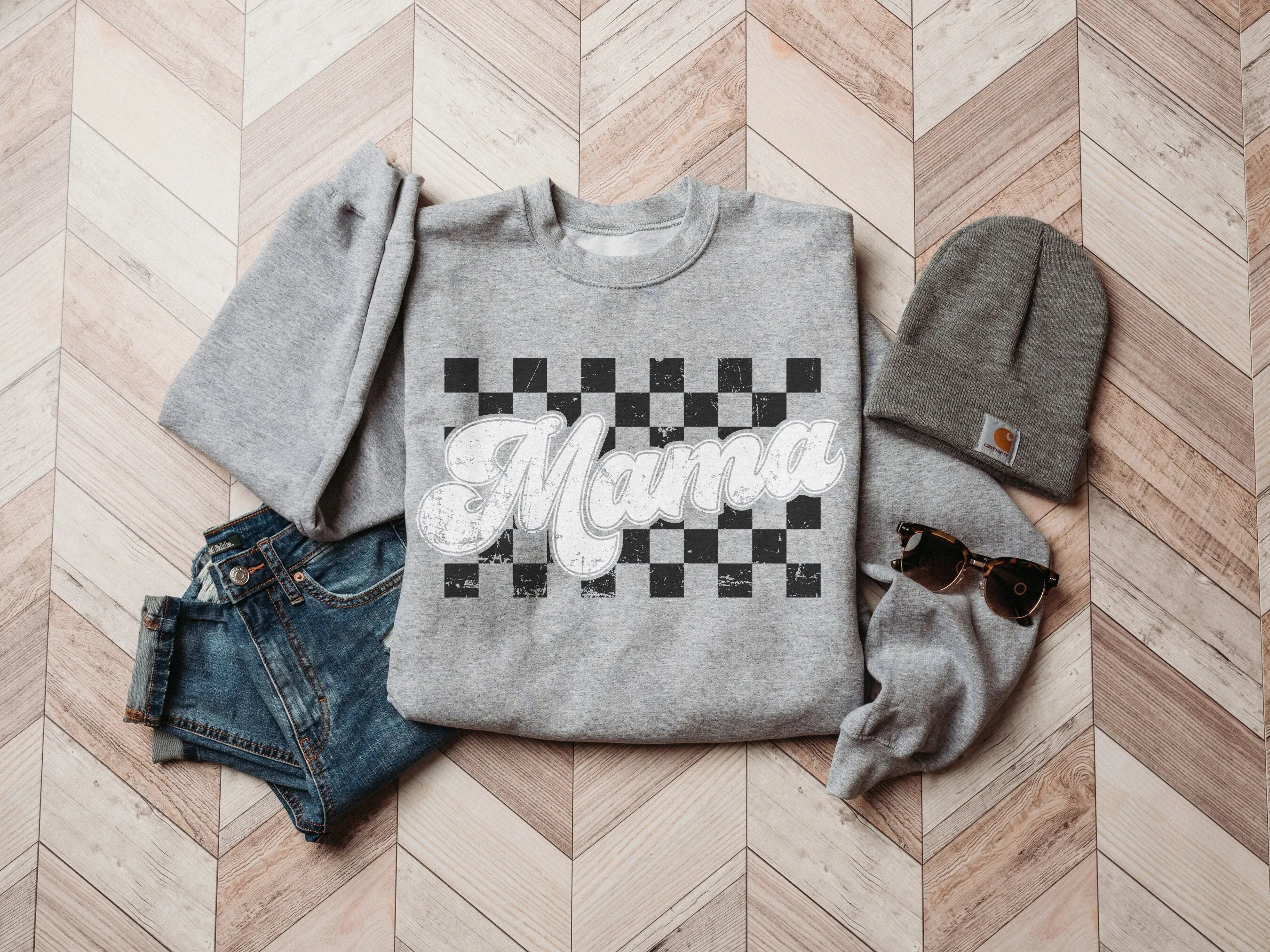 Vintage Checkered Mama Sweatshirt