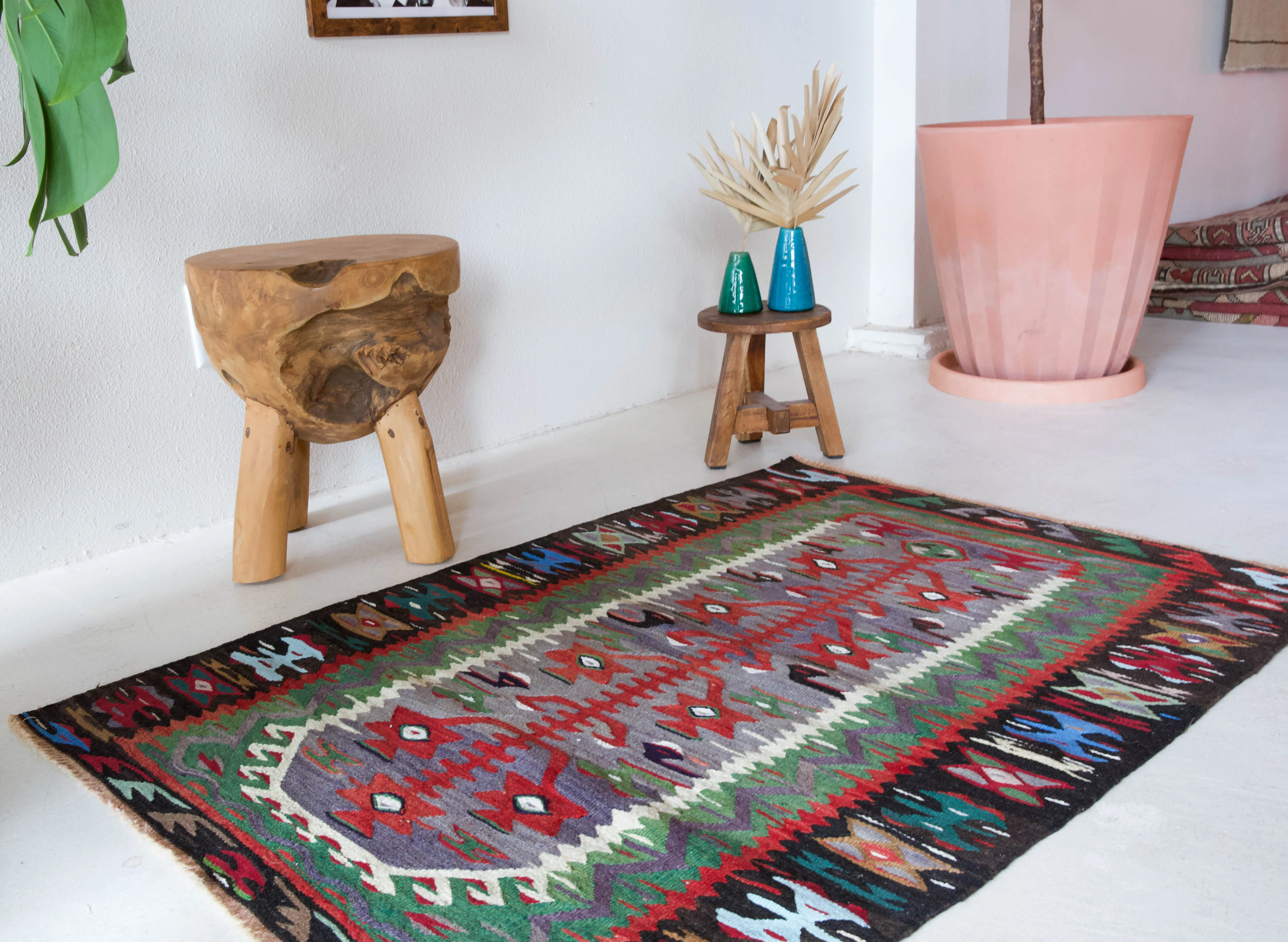 Vintage Oushak Kilim Rug 2'10"x4'