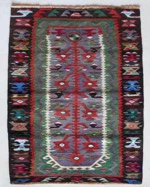 Vintage Oushak Kilim Rug 2'10"x4'