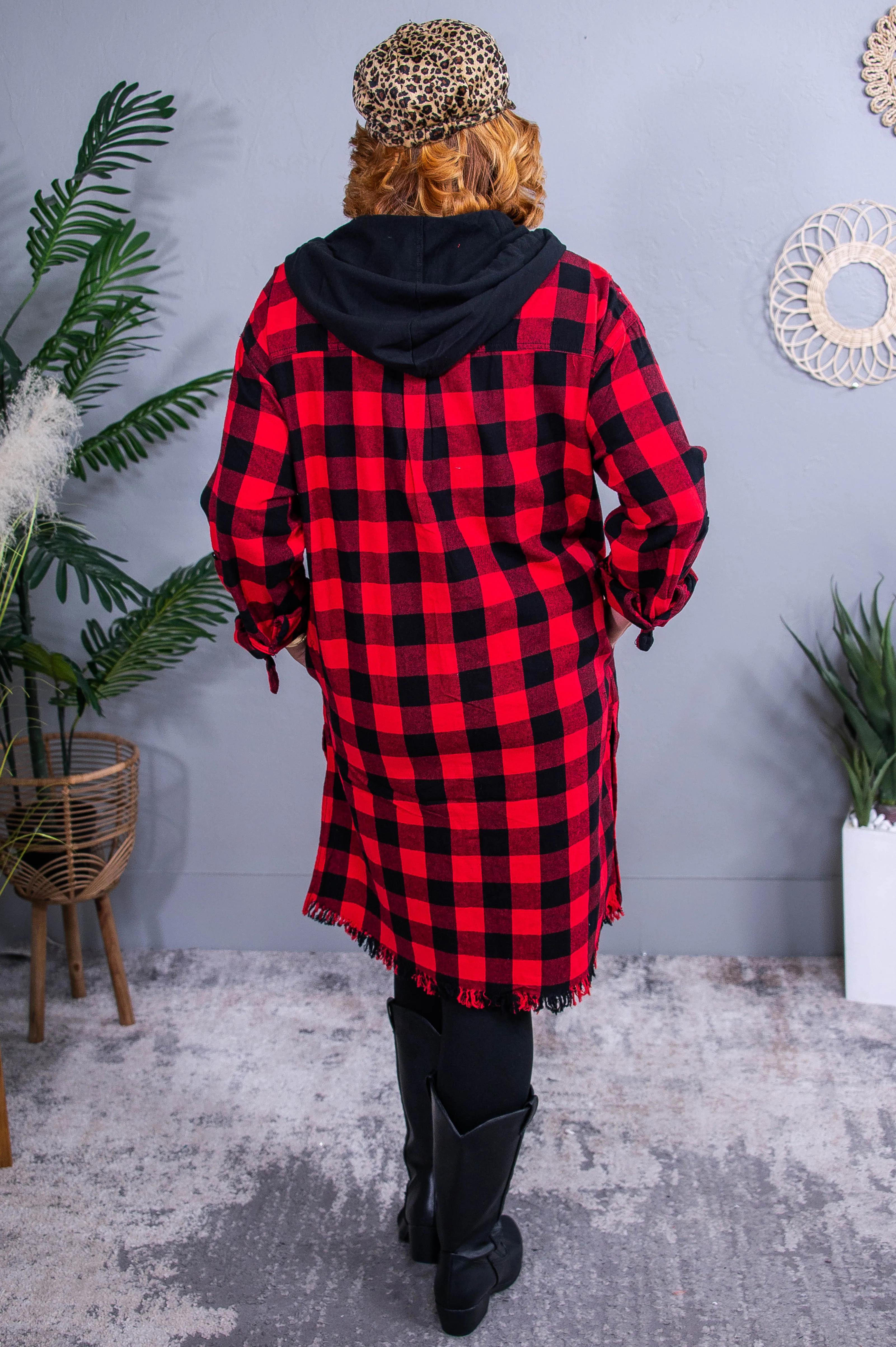 Warm My Heart Red/Black Checkered Jacket - O5610RD
