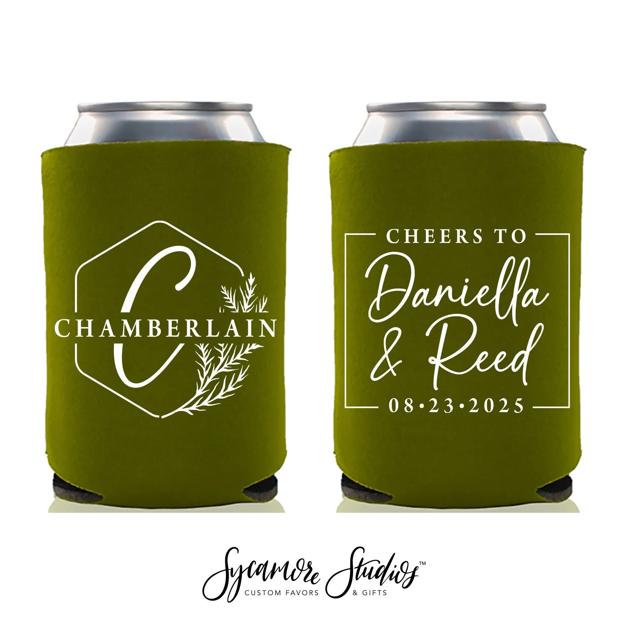 Wedding Can Cooler #128R - Cheers to Mr & Mrs