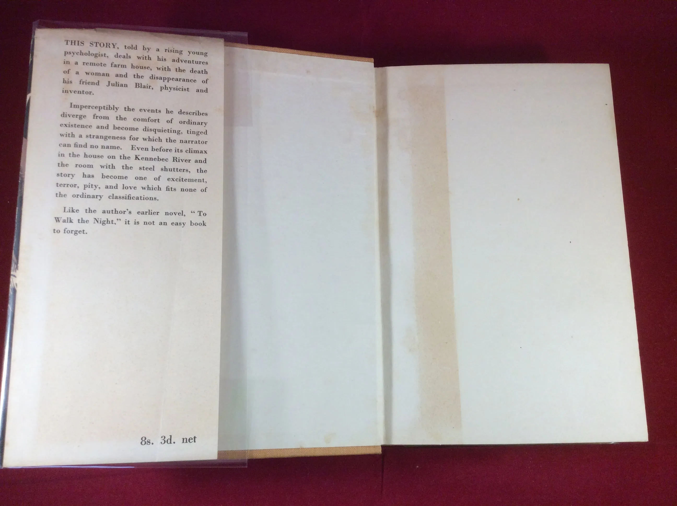 William Sloane, The Edge of Running Water, Methuen, 1940, First Edition.