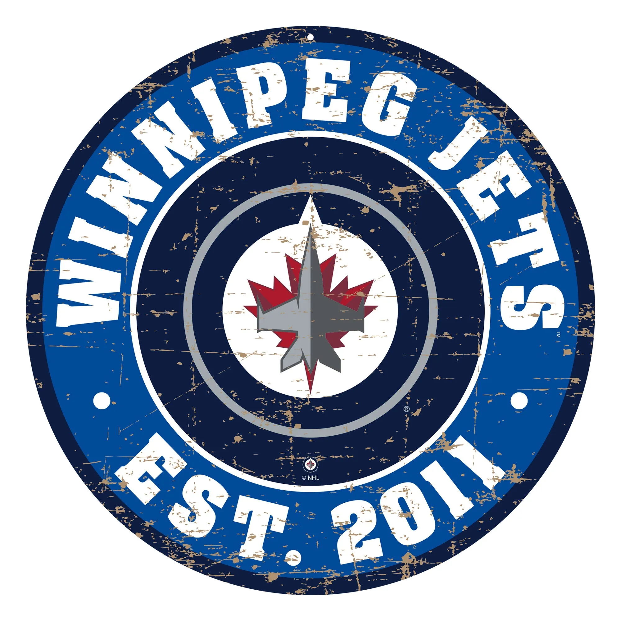 Winnipeg Jets Wall Sign - 22" Round Distressed