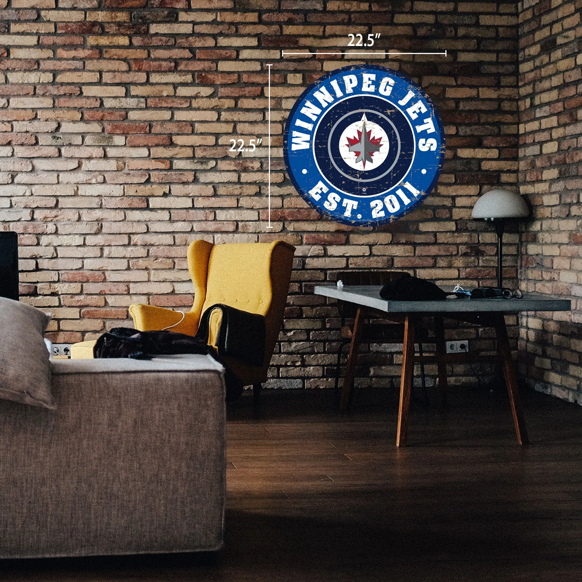 Winnipeg Jets Wall Sign - 22" Round Distressed
