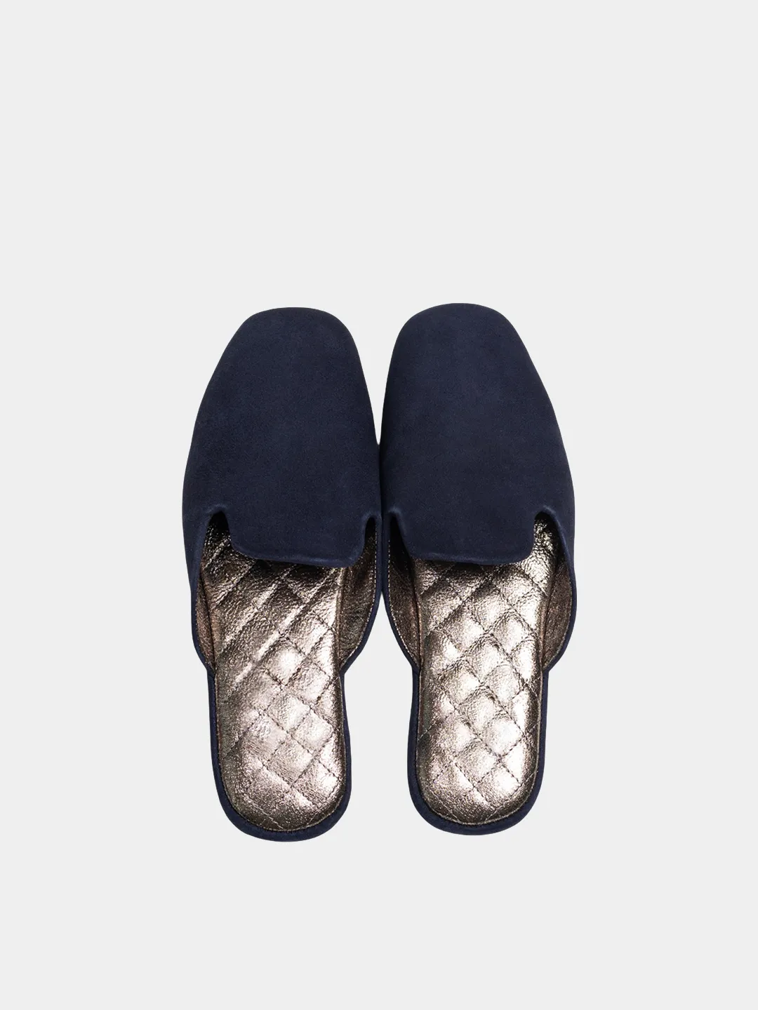 Women's  blue travel slippers with case Model 1109 Suede Leather