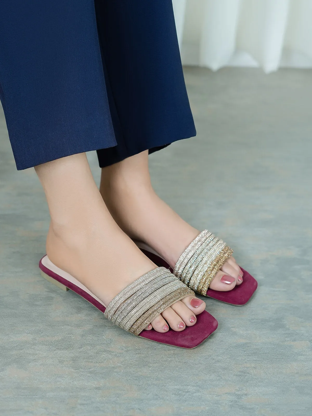 Womens "GLIDER" Flat Summer Slippers