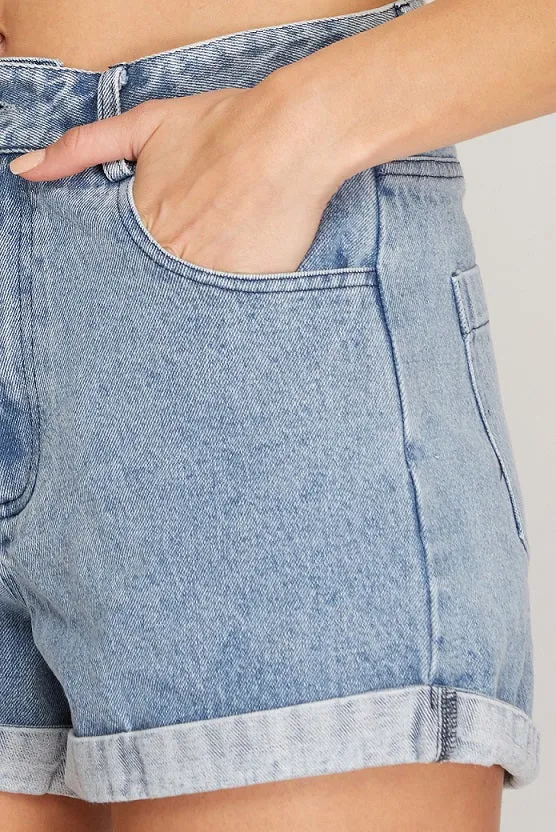 Woven High-Waist Denim Shorts