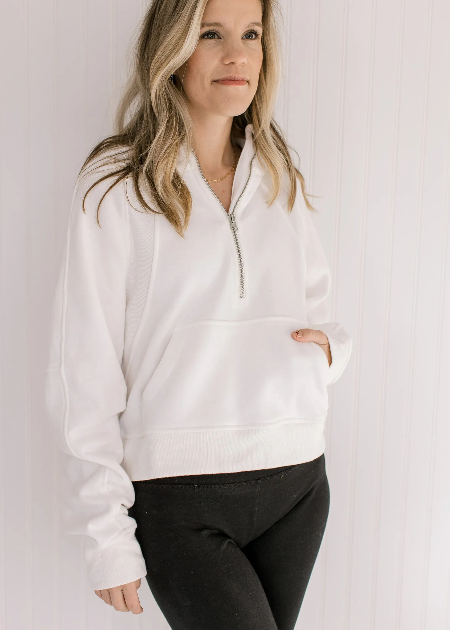 X Athleisure Ivory Cropped 1/4 Zip