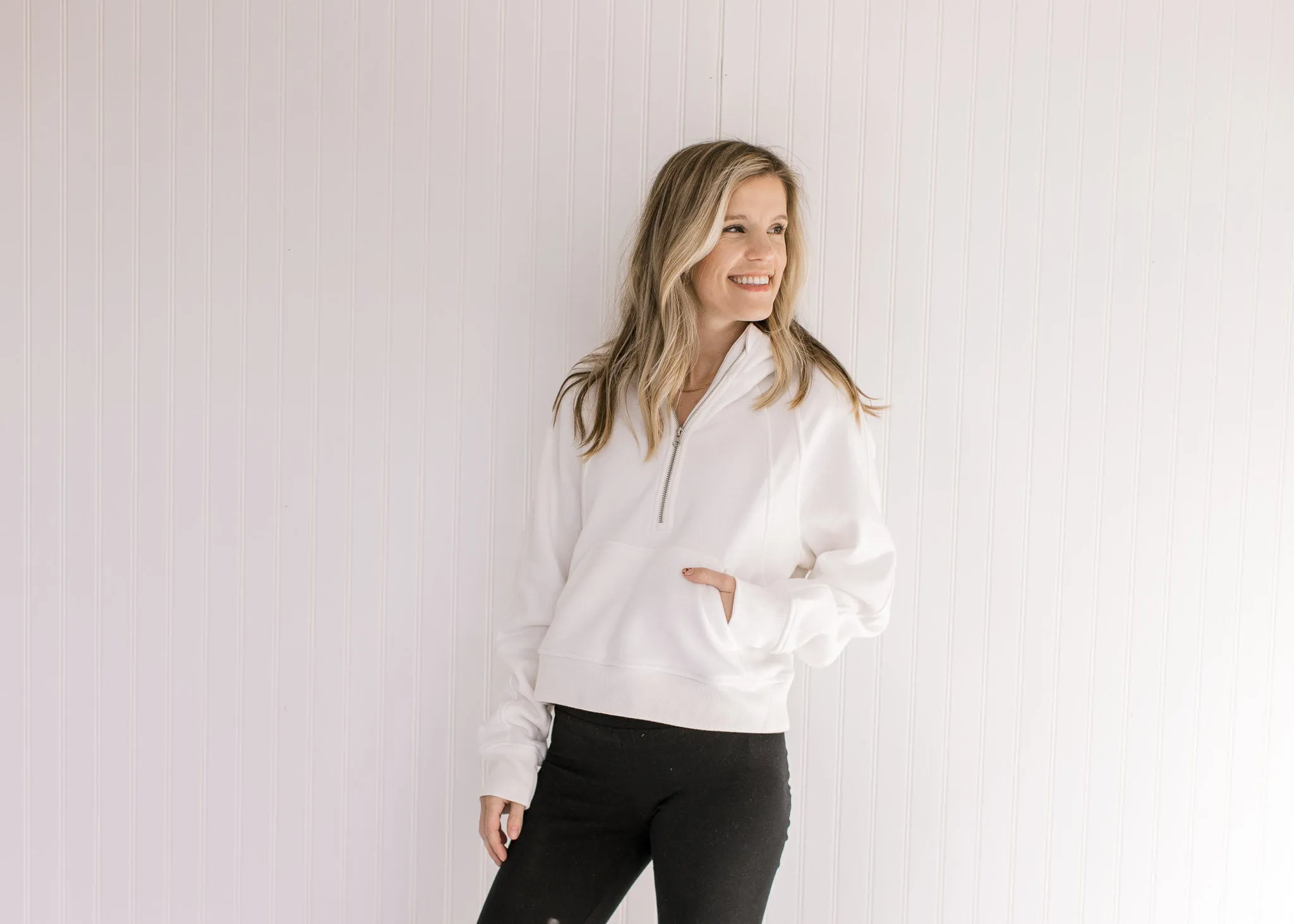 X Athleisure Ivory Cropped 1/4 Zip