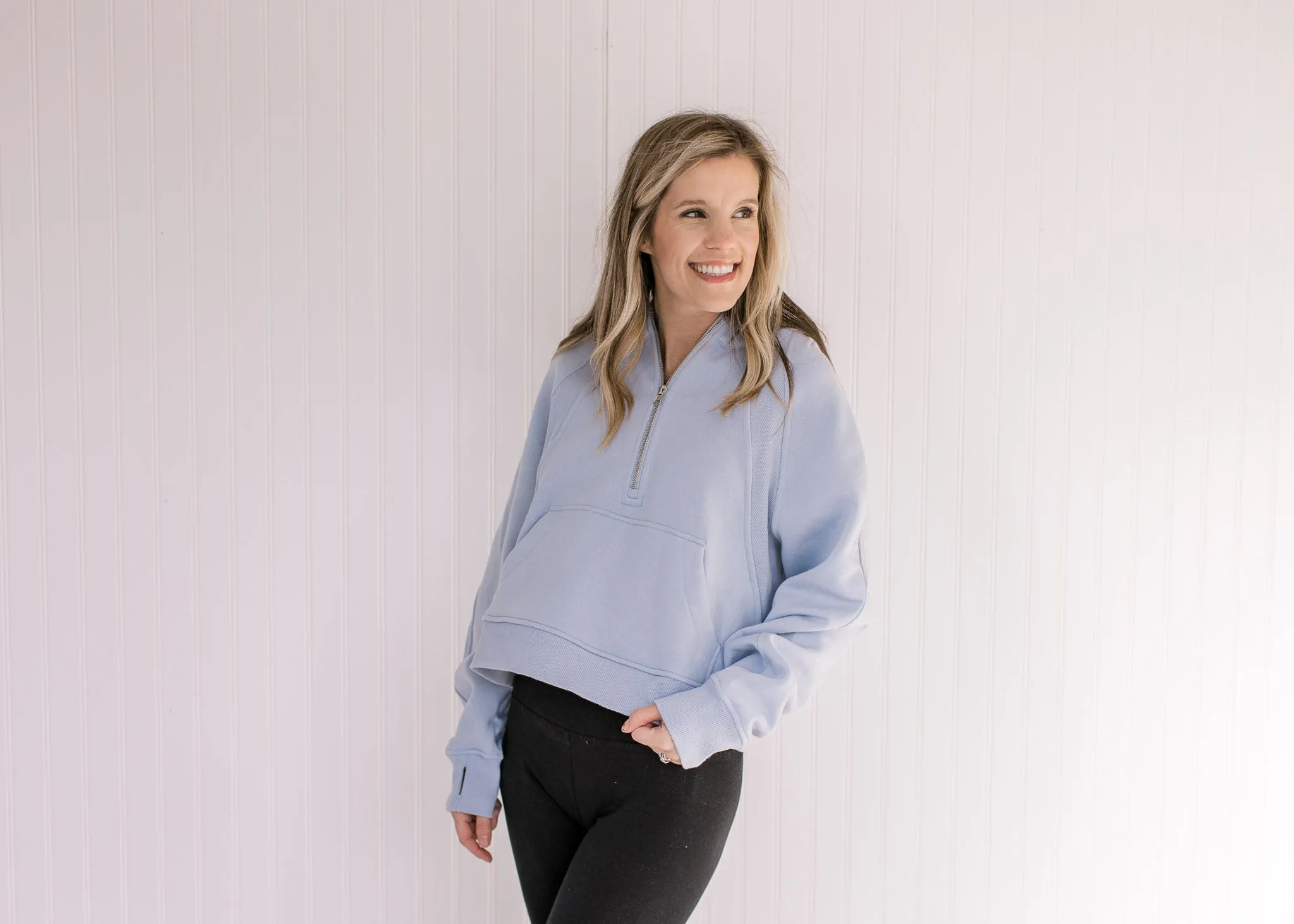 X Athleisure Sky Blue Cropped 1/4 Zip