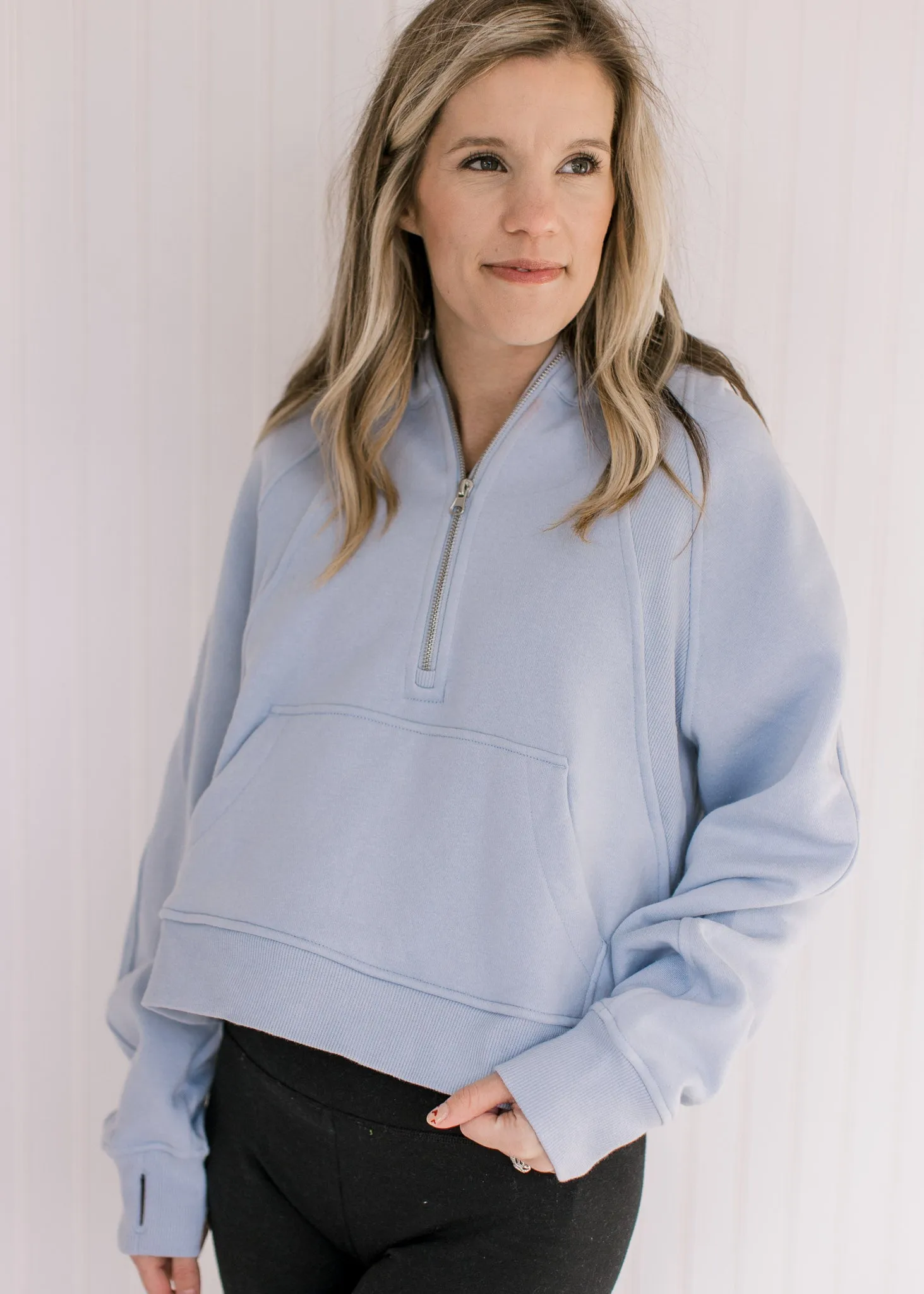 X Athleisure Sky Blue Cropped 1/4 Zip